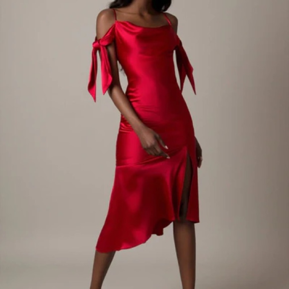 NWT Nadine Merabi Red Satin Dress